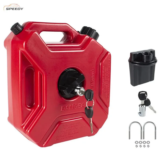 1.3 Gallon Red Gas Tank with Lock & Key for Car Motorcycle UTV SUV ATV Off Road
