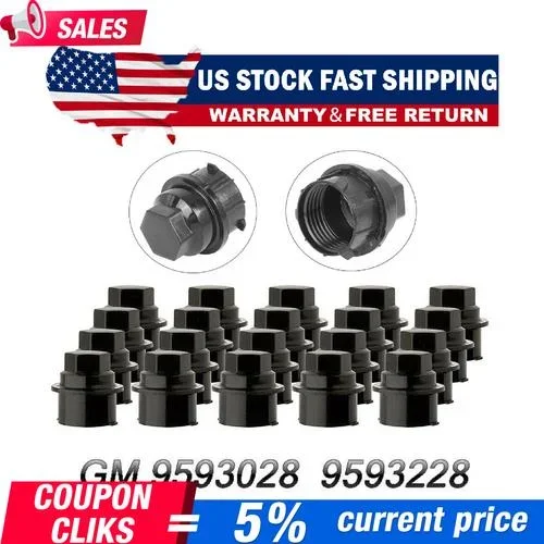 -20 Pack Black Lug Nut Caps Compatible/Replacement fits Chevy/GM 9593028 9593228