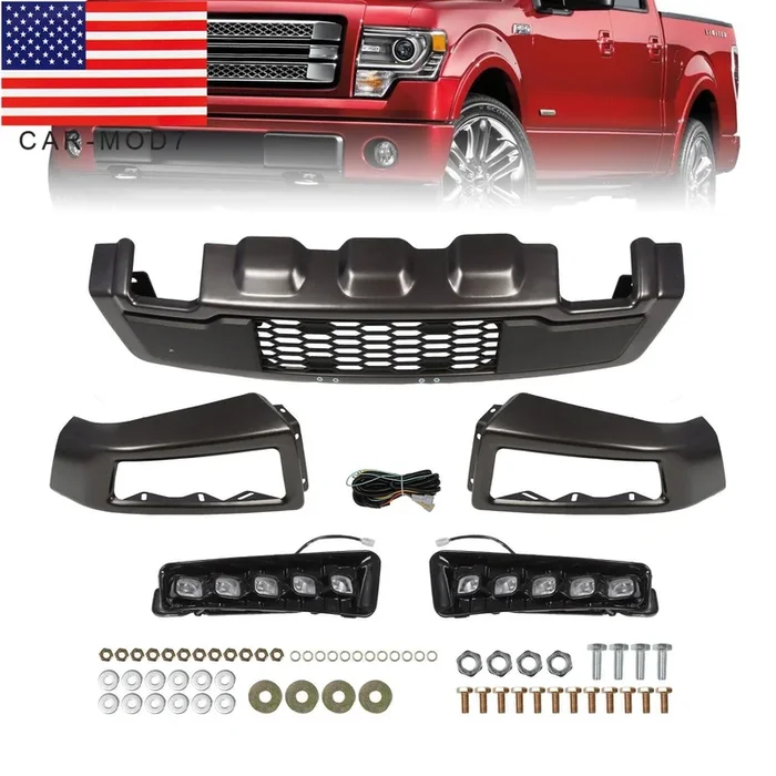 2009-2014 Ford F150 Front Steel Bumper Black Raptor Style with LED Lights