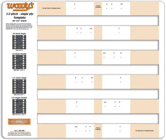 300S-TEMP Studding Template 3.0″ Pitch Single Ply