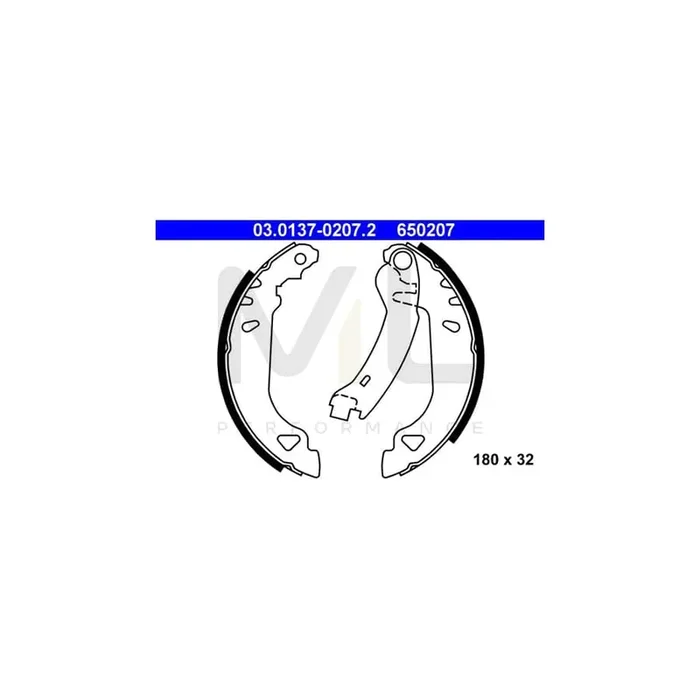 ATE 03.0137-0207.2 Brake Shoe Set with lever