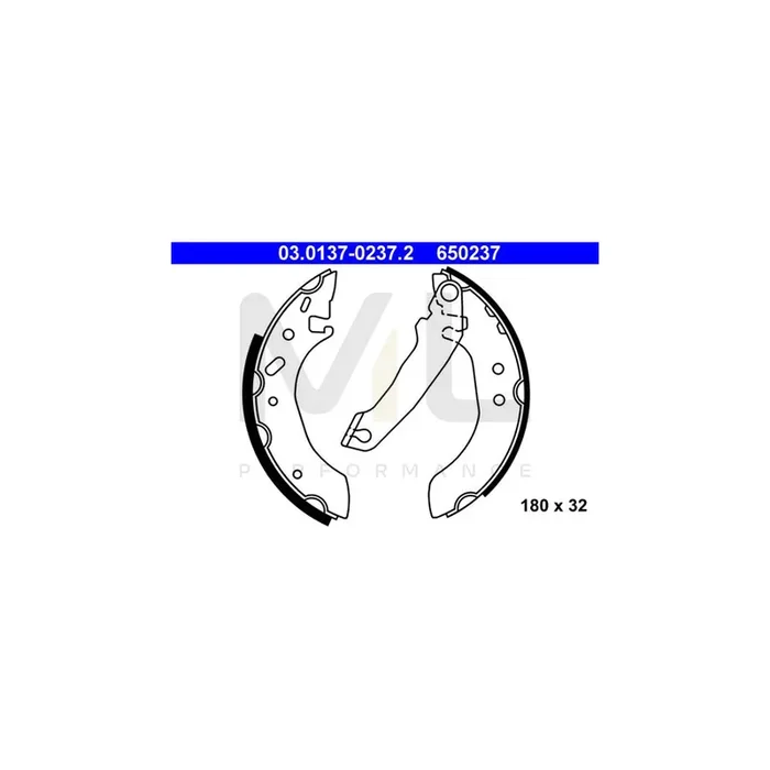 ATE 03.0137-0237.2 Brake Shoe Set with lever