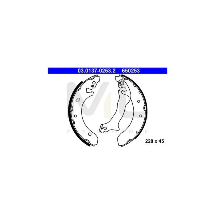 ATE 03.0137-0253.2 Brake Shoe Set for FORD MONDEO with lever