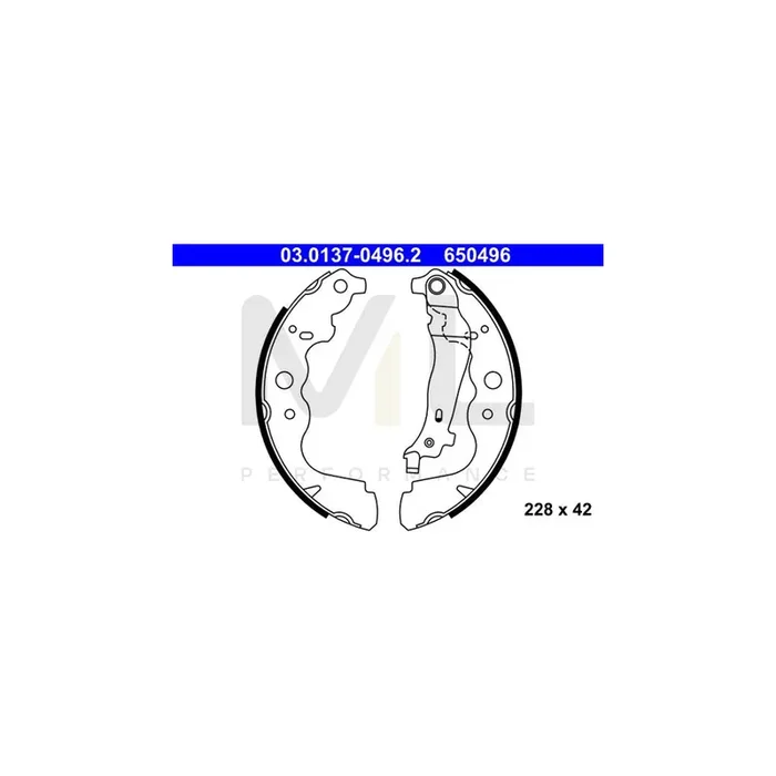 ATE 03.0137-0496.2 Brake Shoe Set with lever
