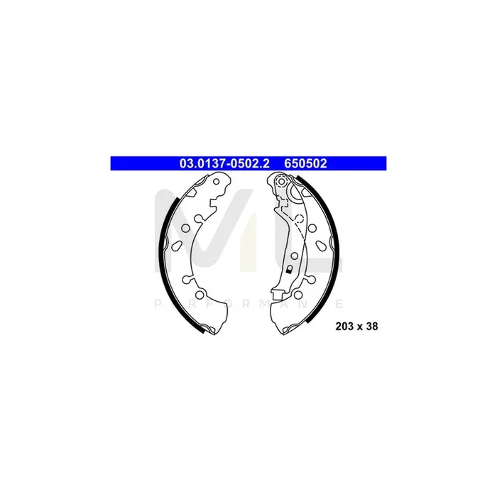 ATE 03.0137-0502.2 Brake Shoe Set with lever