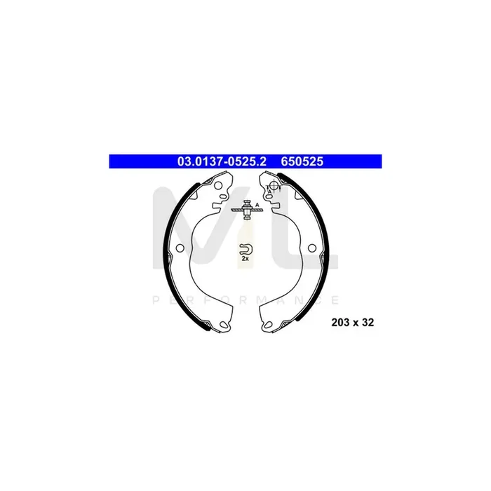 ATE 03.0137-0525.2 Brake Shoe Set without lever