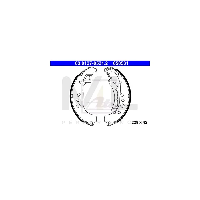 ATE 03.0137-0531.2 Brake Shoe Set with lever