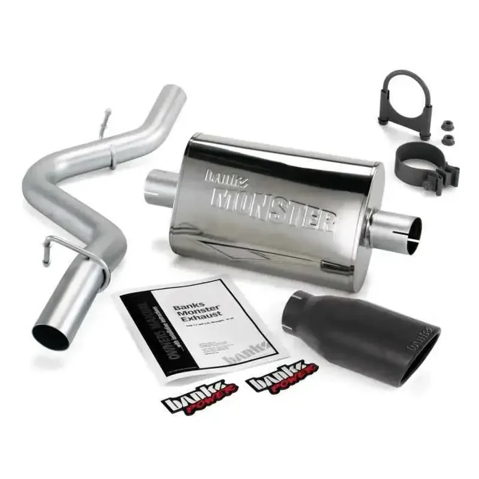 Banks Power 97-99 Jeep 2.5/4.0L Wrangler Slip Fit Cat Monster Exh Sys – SS Single Exh w/ Blk Tip