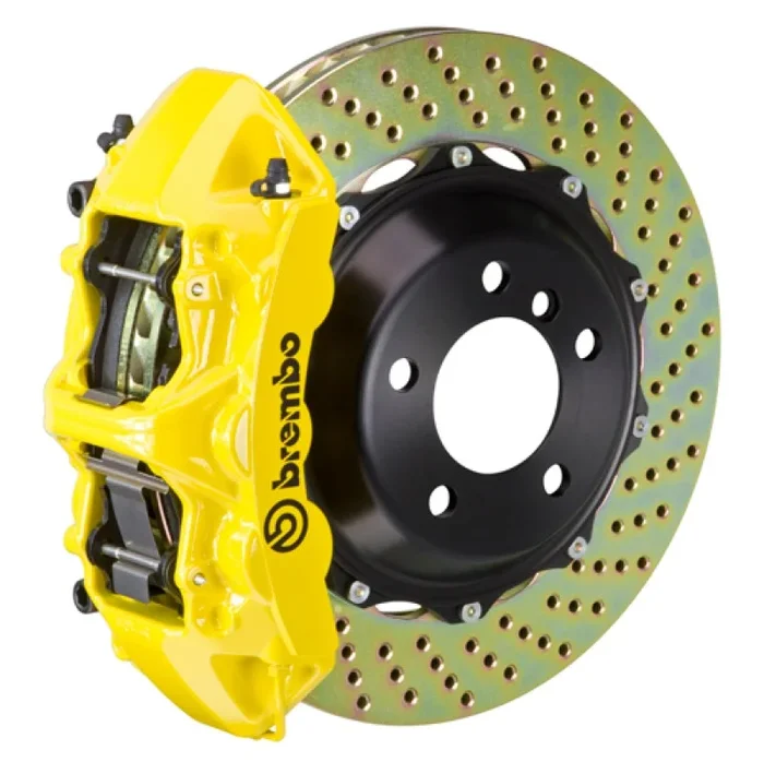 Brembo 12-16 98ster (PCCB Eqpt) Fr GT BBK 6Pis Cast 380×32 2pc Rotor Drilled-Yellow