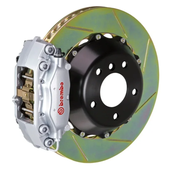 Brembo 97-04 986 Boxster Rear GT BBK 4 Piston Cast 345×28 2pc Rotor Slotted Type-1-Silver