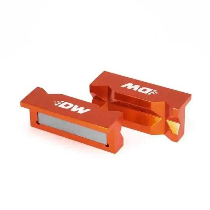 DeatschWerks 4in. Aluminum Soft Jaws w/ Magnet – Orange Anodized