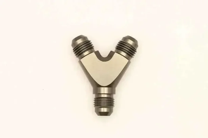 DeatschWerks 6AN Male Flare + 6AN Male Flare to 6AN Male Flare Y Block Fitting