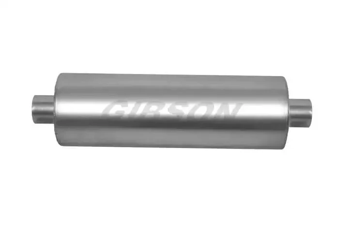 Gibson MWA Superflow Center/Center Round Muffler – 5x10in/3in Inlet/3in Outlet – Stainless