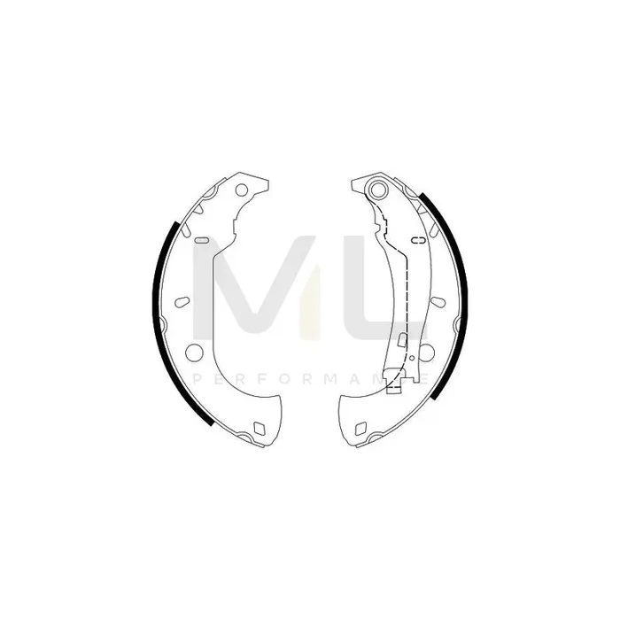 HELLA 8DB 355 001-021 Brake Shoe Set with handbrake lever