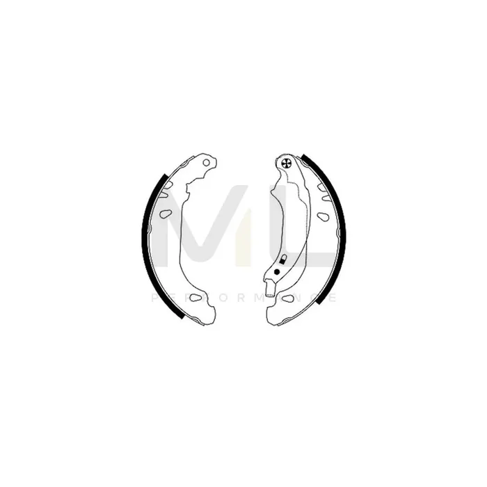 HELLA 8DB 355 001-881 Brake Shoe Set for PEUGEOT 206 with handbrake lever