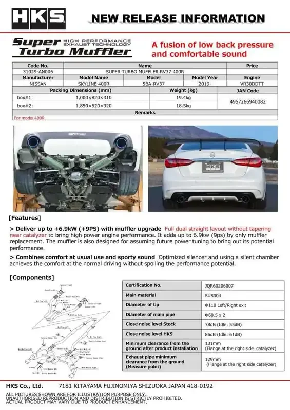 HKS SUPER TURBO MUFFLER RV37 400R