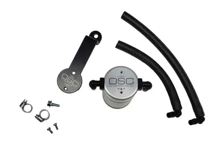 J&L 2016+ Toyota Tacoma 3.5L Driver Side Oil Separator 3.0 – Clear Anodized