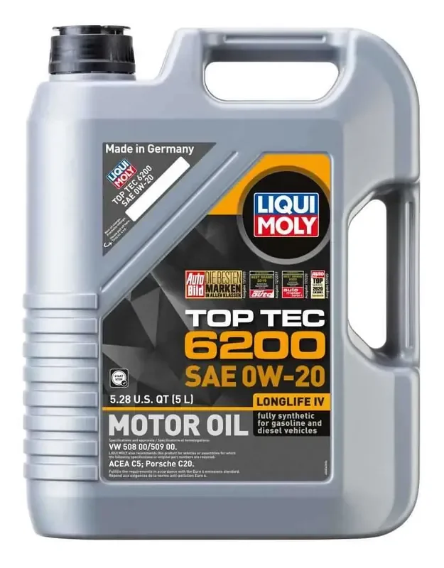 LIQUI MOLY 5L Top Tec 6200 Motor Oil 0W20 – Case of 4