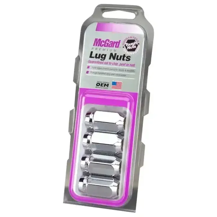 McGard Hex Lug Nut (Cone Seat) M12X1.25 / 13/16 Hex / 1.28in. Length (4-Pack) – Chrome