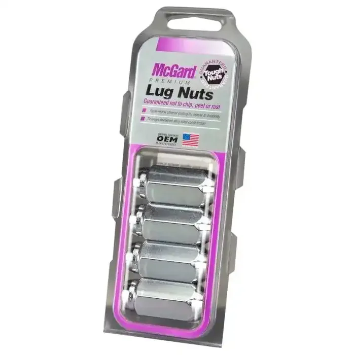 McGard Hex Lug Nut (Cone Seat) M14X1.5 / 13/16 Hex / 1.945in. Length (4-Pack) – Chrome