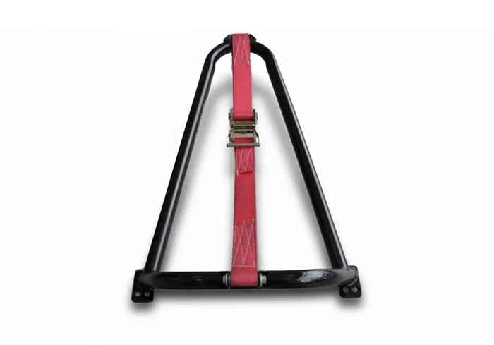 N-Fab Gloss Black Bed Mounted Tire Carrier w/Red Strap – BM1TCRD
