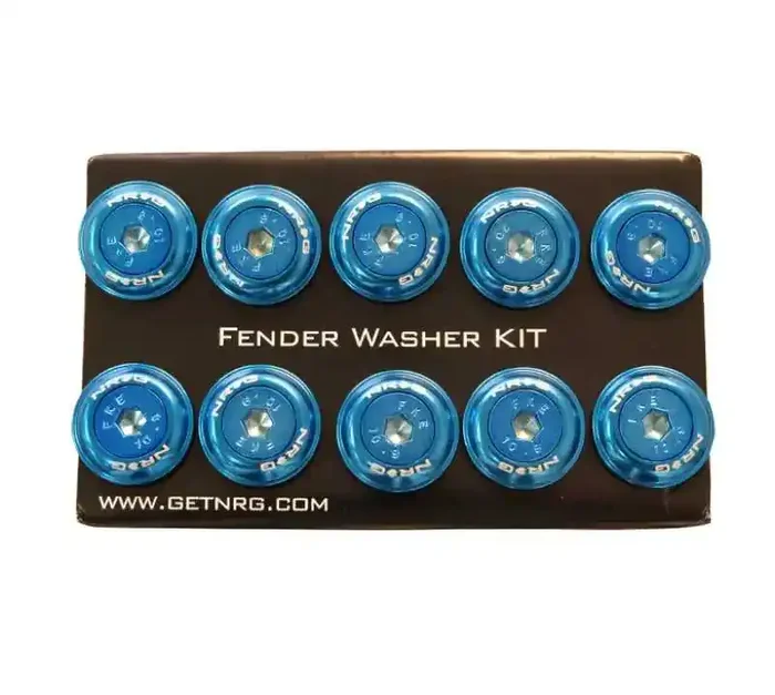 NRG Fender Washer Kit w/Color Matched M6 Bolt Rivets For Plastic (Blue) – Set of 10