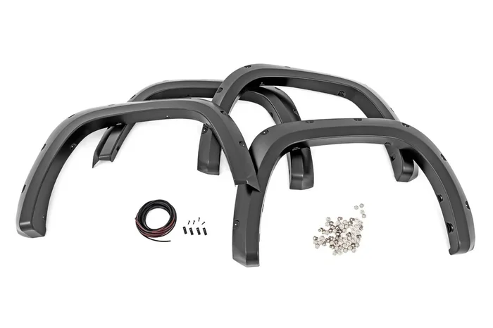 Rough Country Traditional Pocket Fender Flares, Gloss Black for Toyota Tundra 2WD/4WD 22-23 – F-T11413-RCGB