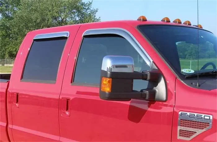 Stampede 1999-2016 Ford F-250 Crew Cab Pickup Tape-Onz Sidewind Deflector 4pc – Chrome