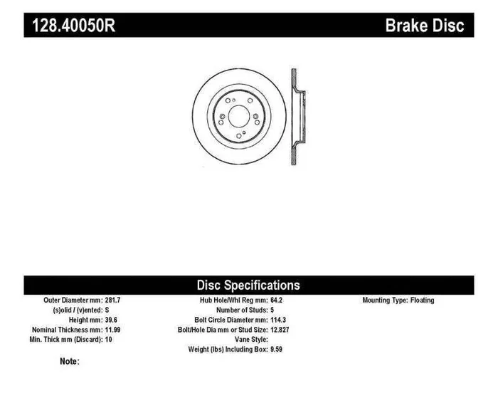 StopTech 00-09 Honda S2000 Drilled Right Rear Rotor