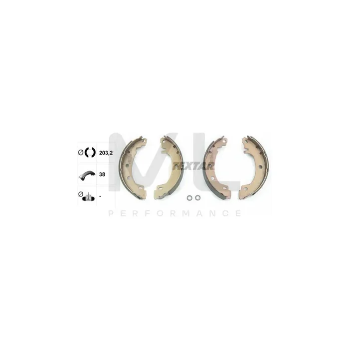 TEXTAR 91049500 Brake Shoe Set for RENAULT MEGANE without handbrake lever, with accessories