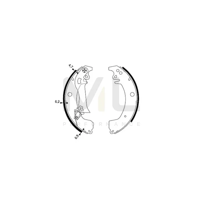 TEXTAR 91049900 Brake Shoe Set without handbrake lever, with accessories