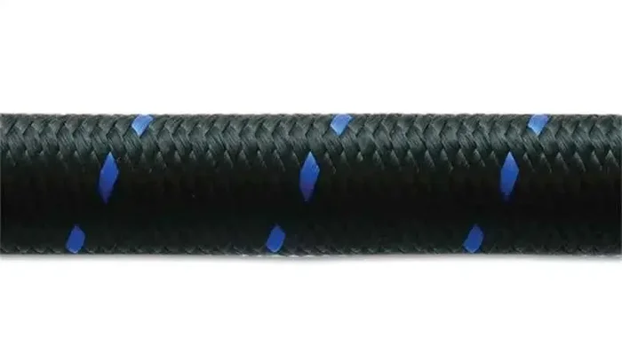 Vibrant -8 AN Two-Tone Black/Blue Nylon Braided Flex Hose (10 foot roll)