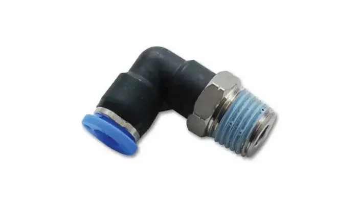 Vibrant Male Elbow Pneumatic Vacuum Fitting (3/8in NPT Thread) – for use with 3/8in OD tubing