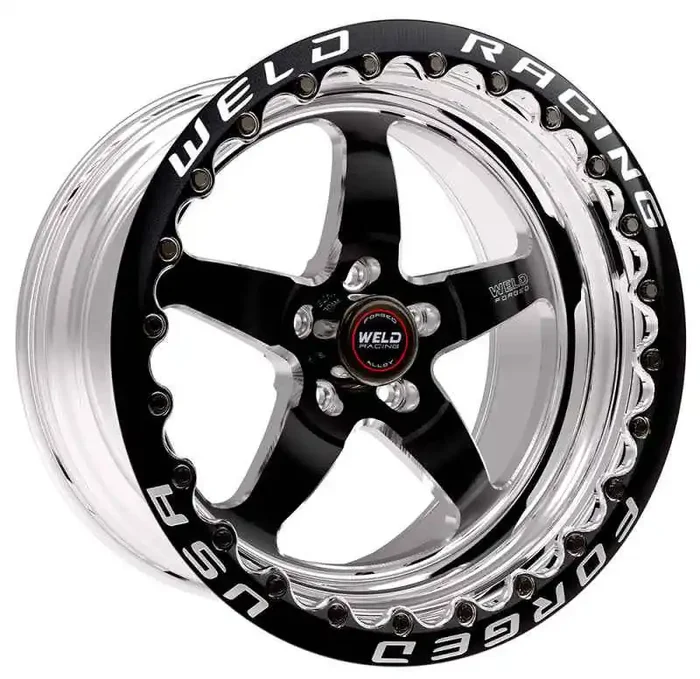 Weld S71 17×11 / 5×4.75 BP / 7.7in. BS Black Wheel (High Pad) – Black Single Beadlock MT