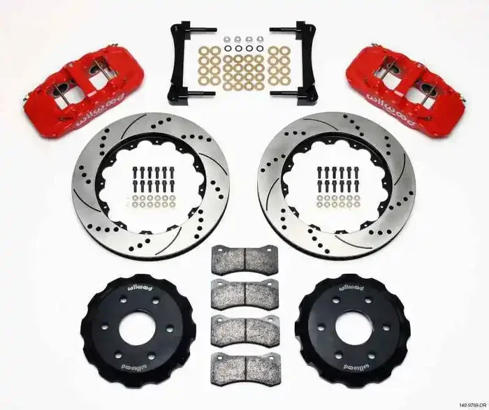 Wilwood AERO6 Front Truck Kit 14.25in Drill Red 1999-2014 GM Truck/SUV 1500