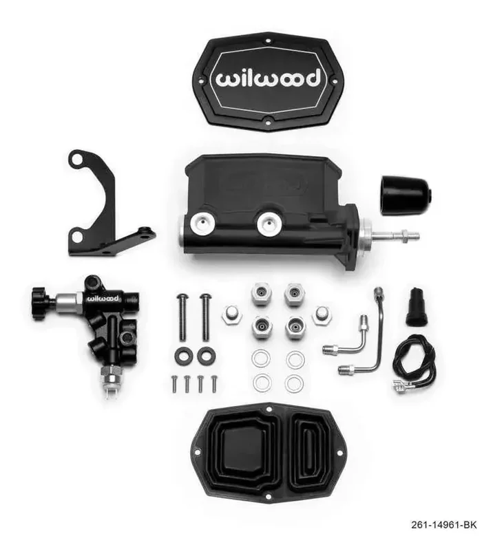 Wilwood Compact Tandem M/C – 7/8in Bore – w/Bracket and Valve (Pushrod) – Black