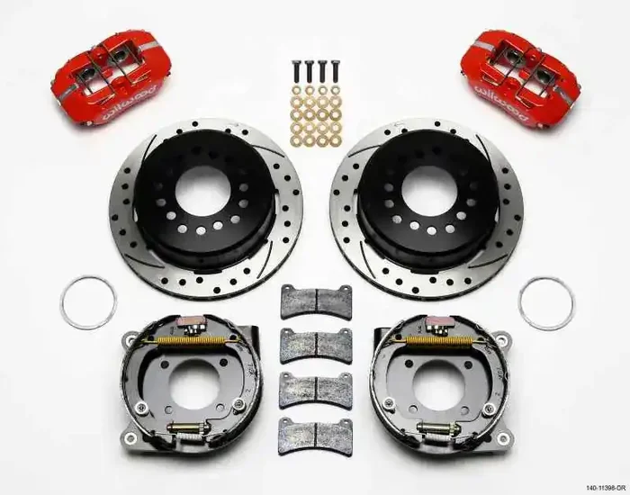 Wilwood Dynapro Low-Profile 11.00in P-Brake Kit Drill-Red Chevy 12 Bolt 2.75in Off w/ C-Clips