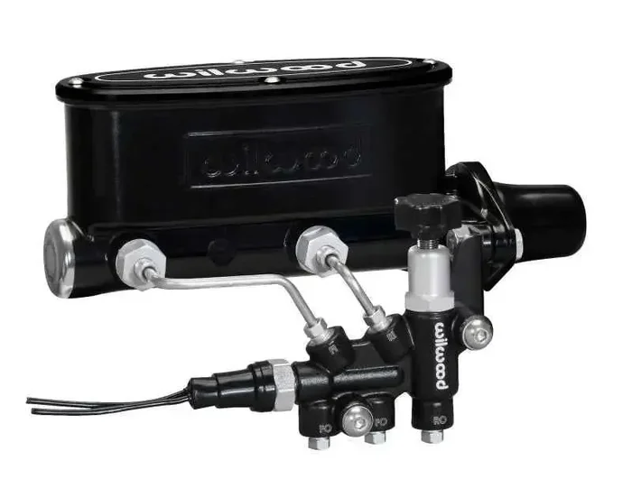 Wilwood HV Tandem M/C Kit w L/H Bracket & Prop Valve – 1in Bore Black