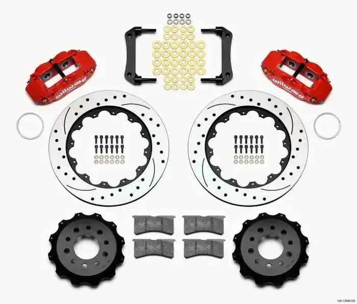 Wilwood Narrow Superlite 4R Rear Kit 14.00in Drilled Red Morrison Multilink IRS (10-15 Camaro Based)