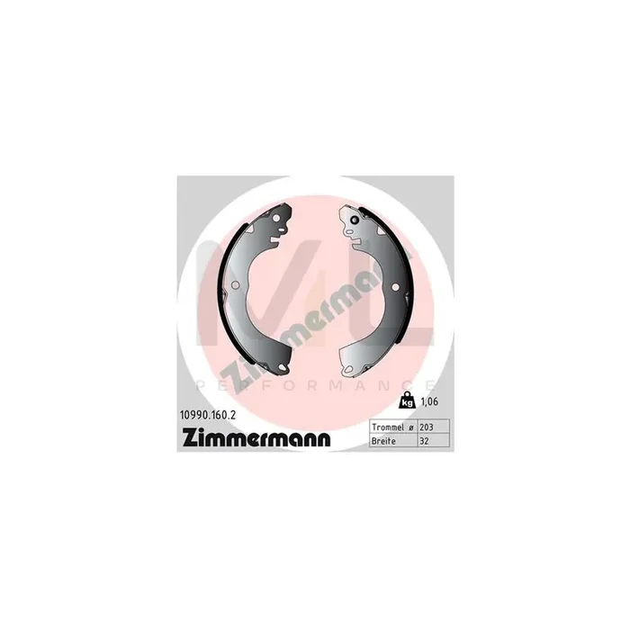 ZIMMERMANN 10990.160.2 Brake Shoe Set for MITSUBISHI MIRAGE Photo corresponds to scope of supply